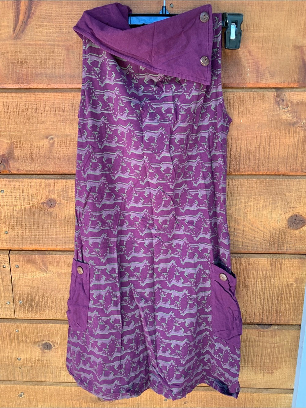 Synergy Purple Fox Sleeveless Shift Dress with Button Details